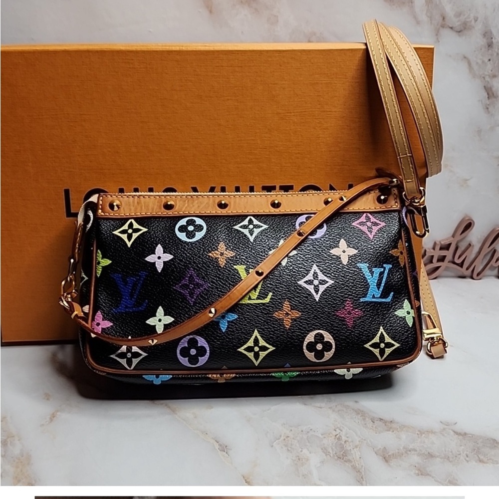Louis vuitton Takashi Murakami multicolored monogram black pochette - Picture 2 of 12
